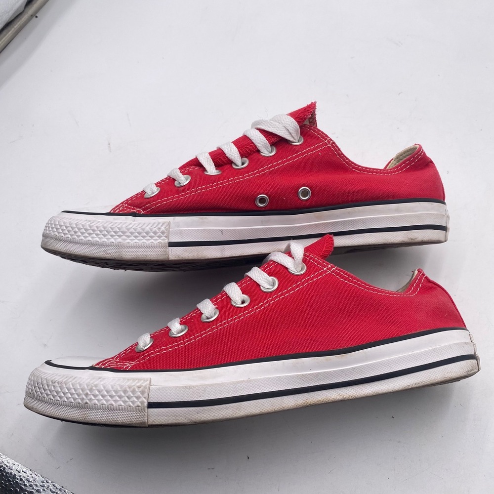 Converse Chuck Taylor All Star Low Top Sneakers Mens 6.5 Womens 8.5 Red Canvas - Picture 5 of 13